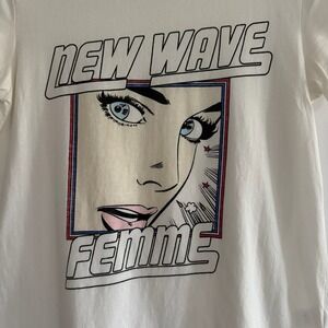 Pam & Gela New‎ Wave Femme Graphic Tee Shirt Sm White Comic Book Feminism Cotton